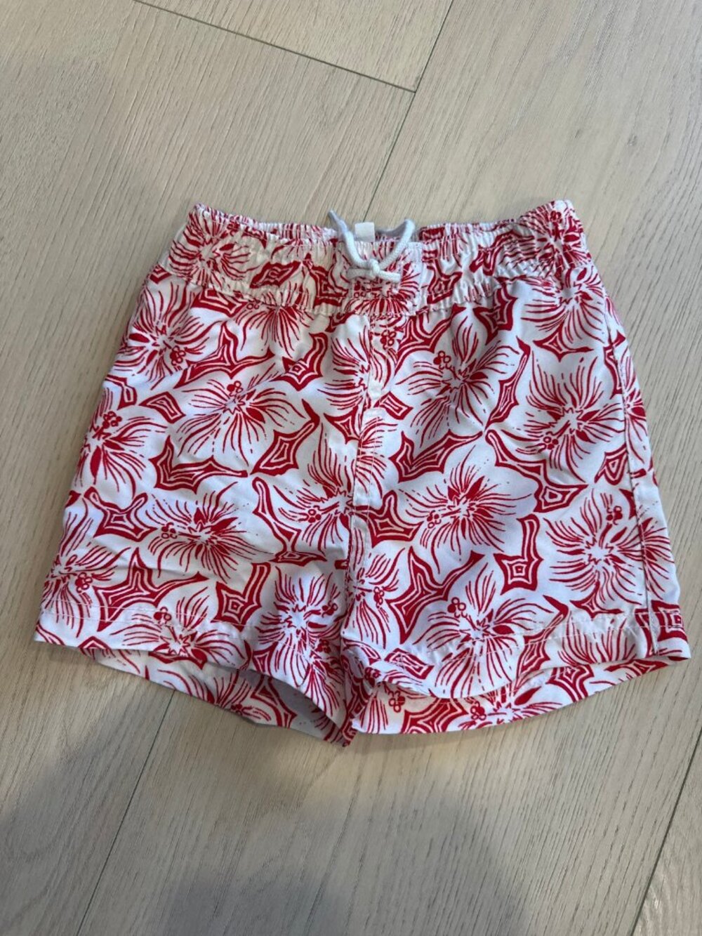 Janie and Jack Swim Trunks 6-12M White With Red Pattern